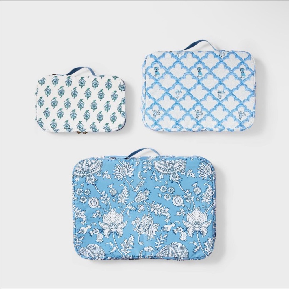 NWT 3pc Packing Cube Set Blue - Roller Rabbit x Target - Picture 2 of 4